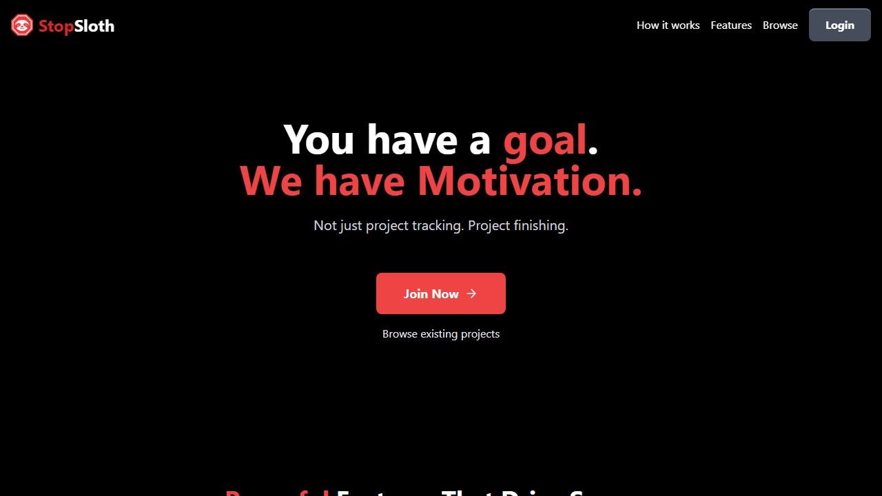 Landing page for StopSloth