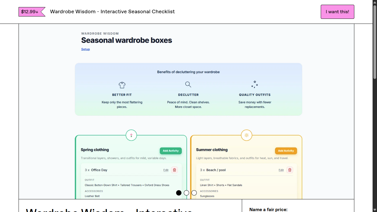 Landing page for Wardrobe Wisdom